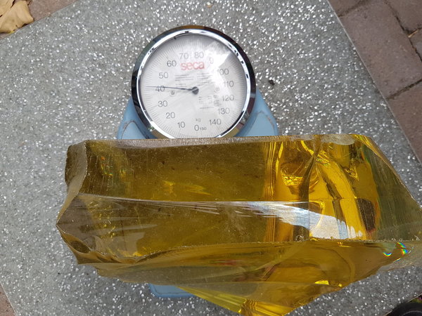 Glasbrocken Glasgestein Single gelb ca. 40 kg