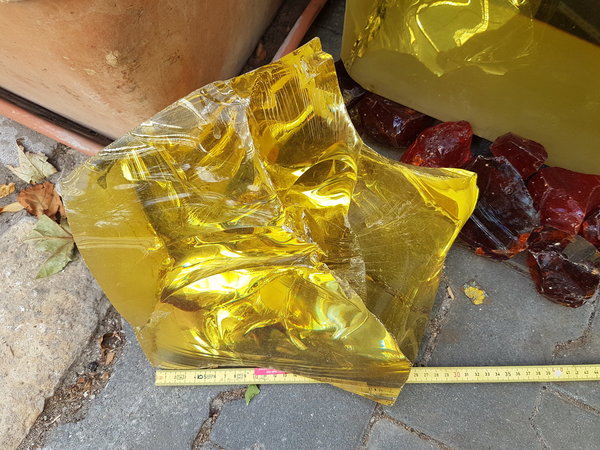 Glasbrocken Glasstein Single gelb ca. 27,5 kg