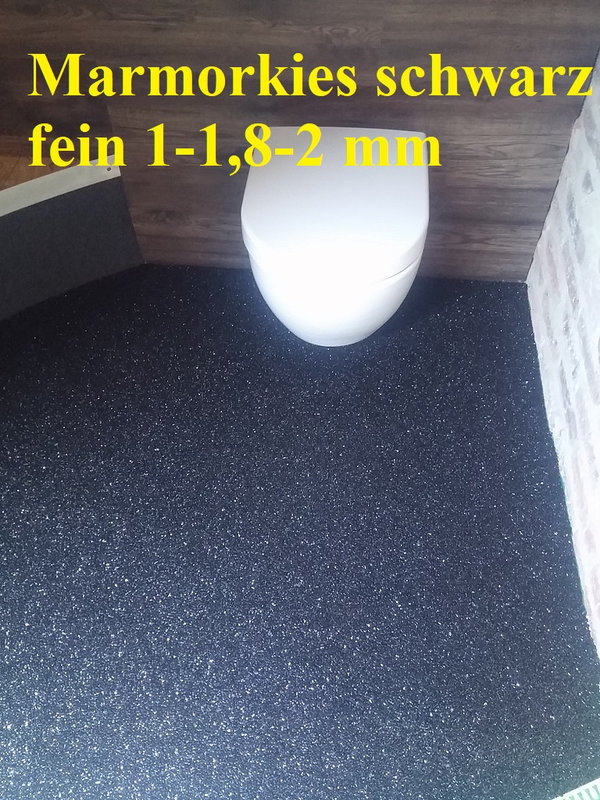 Steinteppich Dusche 0,5m² Marmorkies fein Nero Ebano schwarz