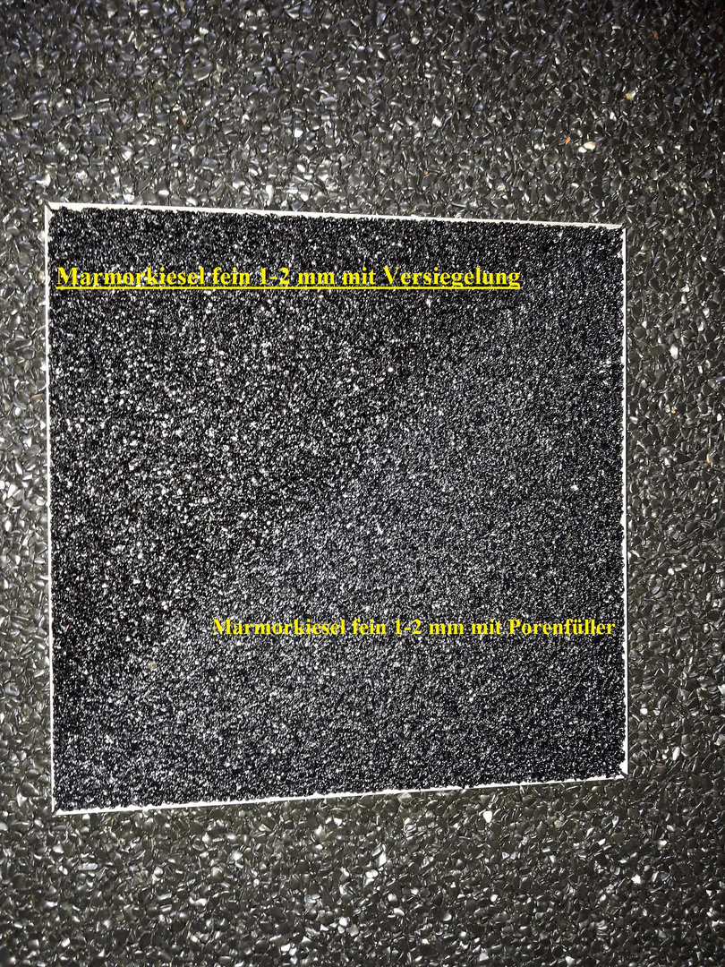 Marmorkiesel Steinteppich SET mit Bindemittel Nero Ebano Schwarz für 1-2 m² 