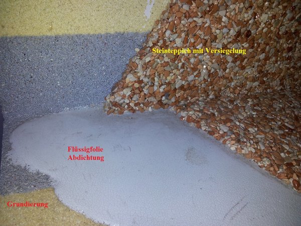Klebeschicht für die Steinteppich-Verlegung PUR Harzlösung